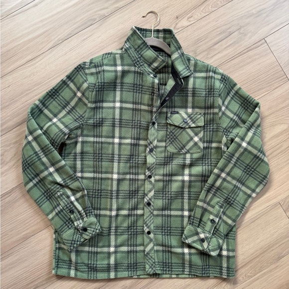 O’neill mens super fleece icecap Green Plaid snap-Up Shirt $65 retail Sz Large - Picture 3 of 8